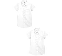 NEXT Niñas Pack de 2 Camisas Escolares de Manga Corta de Corte Slim Blanco 10 Años