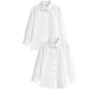 Next Niñas Pack de 2 Camisas Escolares de Manga Larga con Cuello Curvado Blanco 7 Años