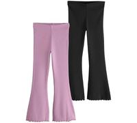 NEXT Niñas Pack de 2 Leggings de canalé Acampanados Morado 9 Años