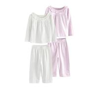 NEXT Niñas Pack de 2 Pijamas con Pernera Ancha White/Purple Ditsy Floral 2 Años-3 Años