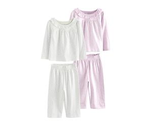 NEXT Niñas Pack de 2 Pijamas con Pernera Ancha White/Purple Ditsy Floral 2 Años-3 Años