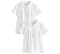 NEXT Niñas Pack de 2 Polos Escolares con Volante en los Hombros de algodón elástico Blanco 13 Años