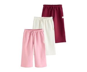 NEXT Niñas Pack de 3 Pantalones de chándal de Pernera Ancha Pink/Burgundy/Oatmeal 2 Años-3 Años