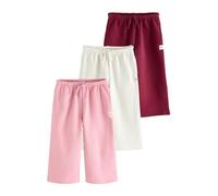 NEXT Niñas Pack de 3 Pantalones de chándal de Pernera Ancha Pink/Burgundy/Oatmeal 4 Años