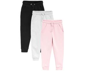NEXT Niñas Pack de 3 Pantalones de chándal de Punto Suave y Corte Holgado Rosa/Gris/Negro 12 Años
