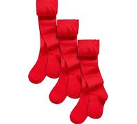 NEXT Niñas Pack de 3 pares de medias escolares con alto contenido de algodón Rojo 7 Años-8 Años