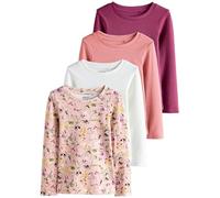 NEXT Niñas Pack de 4 Camisetas de Manga Larga de canalé Pink Floral Print 8 Años
