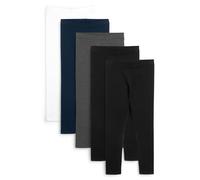 NEXT Leggings (3 a 16 años), paquete de 5, negro, azul marino, gris, blanco, 3 años