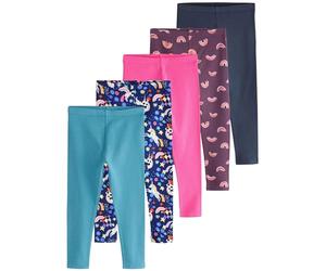 NEXT Niñas Pack de 5 Leggings Navy/Pink Rainbow Unicorn 12 Años
