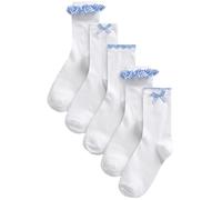 NEXT Niñas Pack de 5 pares de calcetines tobilleros de vichy con alto contenido de algodón Azul 26.5-30.5