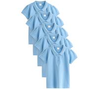 NEXT Niñas Pack de 5 Polos de Manga Corta de Corte estándar 100% algodón Azul 9 Años