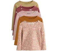 Next Niñas Pack de 5 Tops de canalé con Manga Larga Autumnal Orange 18 Meses