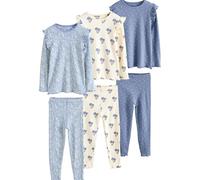 NEXT Niñas Pack de Tres Pijamas cómodos de Flores Azul/Blanco 3 Años-4 Años