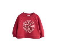 NEXT Niñas Sudadera con Cuello Redondo Burgundy Red Happy Christmas 18 Meses