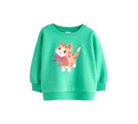 NEXT Niñas Sudadera con Cuello Redondo Green Cat 3 Años-4 Años
