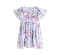 NEXT Niñas Vestido con Manga de ángel y Adornos Morado Lila 7 Años