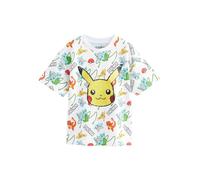 NEXT Niños Camiseta de Manga Corta con Lentejuelas de Pokémon White All Over Print 5 Años