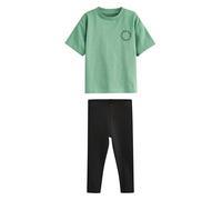 NEXT Niños Conjunto de camiseta de manga corta y leggings 100% algodón Green/Black Oversized 12 Meses