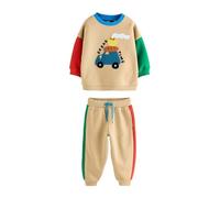 NEXT Niños Conjunto de pantalones de chándal y sudadera con diseño colour block Marrón tostado 3 Años