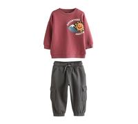 NEXT Niños Conjunto de sudadera y pantalones de chándal de estilo utilitario Rojo Borgoña 6 Años-7 Años