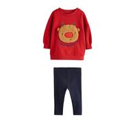NEXT Niños Conjunto navideño de leggings y sudadera de cuello redondo Red Boucle Rudolph 2 Años-3 Años