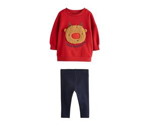 NEXT Niños Conjunto navideño de leggings y sudadera de cuello redondo Red Boucle Rudolph 2 Años-3 Años