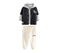 NEXT Niños Conjunto universitario de sudadera con capucha y pantalón de chándal Negro/Blanco 18 Meses-2 Años