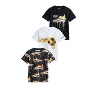 NEXT Niños Futbol Pack de 3 Camisetas de Manga Corta de Corte estándar con Estampado gráfico