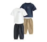 NEXT Niños Pack de 2 conjuntos de camiseta de manga corta y pantalones de chándal estilo utilitario Azul Marino/Blanco 3 Años-4 Años