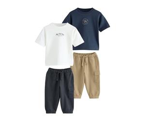 NEXT Niños Pack de 2 conjuntos de camiseta de manga corta y pantalones de chándal estilo utilitario Azul Marino/Blanco 12 Meses-18 Meses