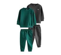 NEXT Niños Pack de 2 conjuntos de sudadera y pantalones de chándal Charcoal Grey/Green 18 Meses-24 Meses