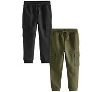 NEXT Niños Pack de 2 Pantalones de chándal Cargo de Corte Slim Black/Green 16 Años