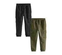 NEXT Niños Pack de 2 Pantalones de chándal Cargo de Corte Slim Black/Green 3 Años
