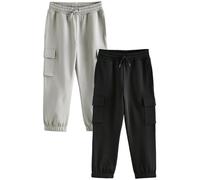 NEXT Niños Pack de 2 Pantalones de chándal Cargo de Corte Slim estándar Negro/Gris 8 Años