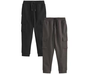NEXT Niños Pack de 2 Pantalones de chándal Cargo de Corte Slim Negro/Gris 9 Años