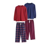 NEXT Niños Pack de 2 Pijamas Tejidos de Manga Larga a Cuadros Red/Blue 14 Años