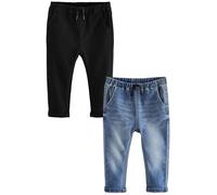 NEXT Niños Pack de 2 Vaqueros supersuaves sin Cierres con Elasticidad Azul Negro Denim 12 Meses-18 Meses