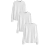 NEXT Niños Pack de 3 camisetas de manga larga 100% algodón Blanco 7 Años-8 Años