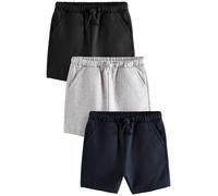 NEXT Niños Pack de 3 Pantalones Cortos de Punto 100% algodón Negro/Gris/Azul Marino 6 Meses