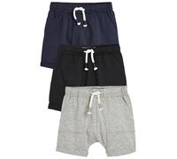 NEXT Niños Pack de 3 Pantalones Cortos de Punto Ligero Azul Marino/Gris/Negro 18 Meses