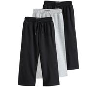NEXT Niños Pack de 3 Pantalones de chándal de Corte Ancho | Grey, 7 Años, Talle medio, Cordón ajustable, Lavable a máquina