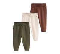 NEXT Niños Pack de 3 Pantalones de chándal Suaves al Tacto Khaki Green/Rust Brown/Ecru 18 Meses