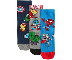 NEXT Niños Pack de 3 pares de calcetines con alto contenido de algodón con licencia de superhéroes Marvel Avengers 24-28