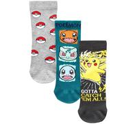 NEXT Niños Pack de 3 pares de calcetines con alto contenido de algodón con licencia de videojuegos Pokémon Multi 31-36