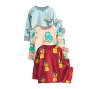 NEXT Niños Pack de 3 Pijamas abrigados Rojo/Azul/Animal Neutro 2 Años-3 Años