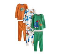 NEXT Niños Pack de 3 Pijamas cómodos Green/Orange Transport 4 Años-5 Años