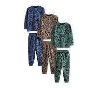 NEXT Niños Pack de 3 Pijamas de Manga Larga Azul/Verde/Carácter Neutro 6 Años