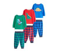 NEXT Niños Pack de 3 Pijamas de pantalón Largo Tejidos con Cuadros Red/Blue/Green Check Dinosaur 3 Años-4 Años
