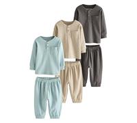 NEXT Niños Pack de 3 Pijamas extragrandes Black/Grey Ribbed Grandad 6 Años-7 Años