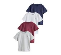 NEXT Niños Pack de 4 Camisetas de Manga Corta con Bordado de Ciervo Burgundy Red/White 3 Años